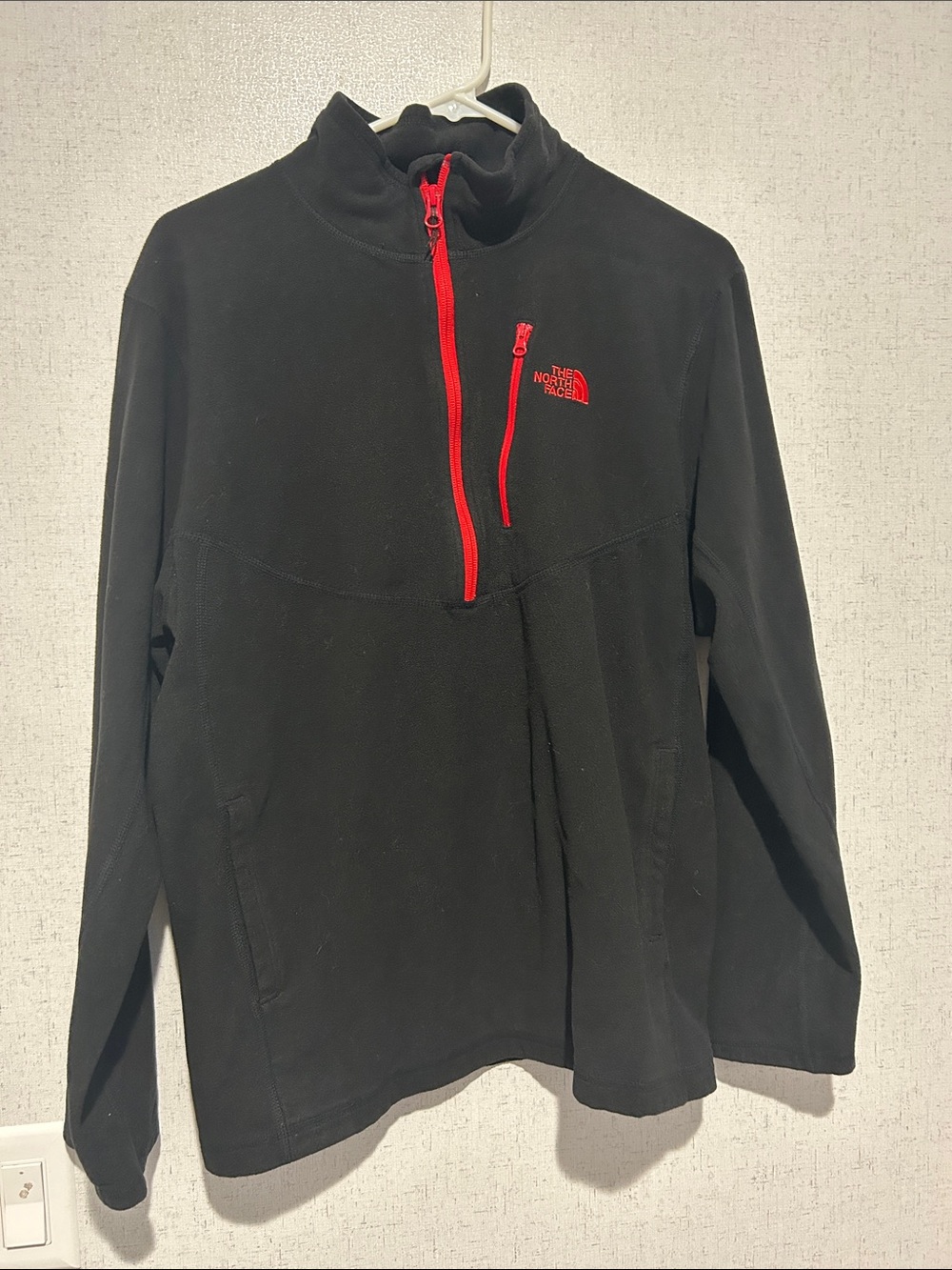 The North Face Men’s Black Fleece Half-Zip with Red Trim
